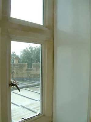 Replacement mullion, transom and pieced-in stonework