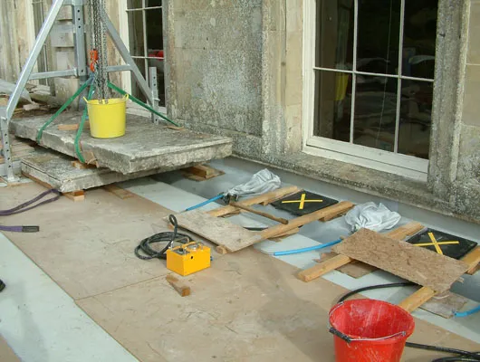 South terrace restoration in progress